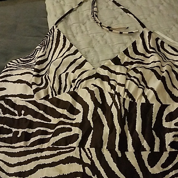 Animal Print Brown and Cream Halter Dress - Picture 3 of 6
